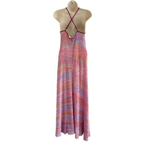Free People Womens Endless Love Halter Maxi Dress Size M Rainbow Space Dye Knit - Picture 7 of 13